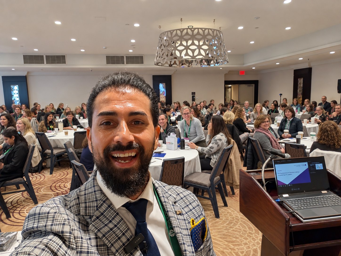 Hoss Notarkesh with a full leadership workshop audience